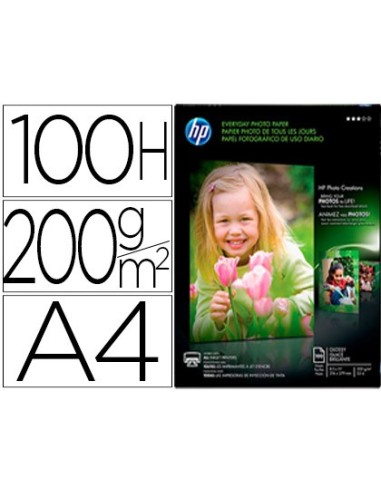 PAPEL FOTOGRAFICO HP SEMI-GLOSSY 170G/M2- A4- 100H Q2510A