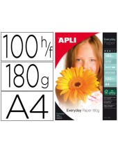 PAPEL FOTOGRAFICO APLI GLOSSY DIN A4 PACK 100 H.180 GRS