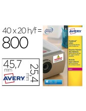 ETIQUETA ADH.AVERY POLIESTER SUPER ADHERENTE BL.45,7X25,4MM 800 UD.