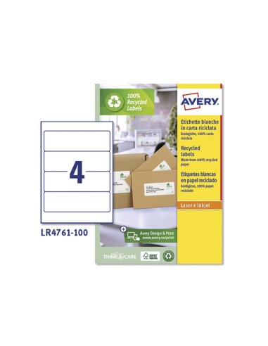 ETIQUETA ADH.AVERY BL.RECICLADO ARCHIVADOR 192X61MM LASER PK.DE 400