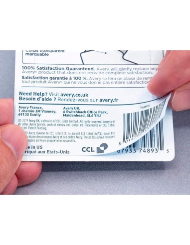 ETIQUETA ADH. AVERY PERMANENTE LASER BL.63,5X38,1MM CAJA 525 UD.