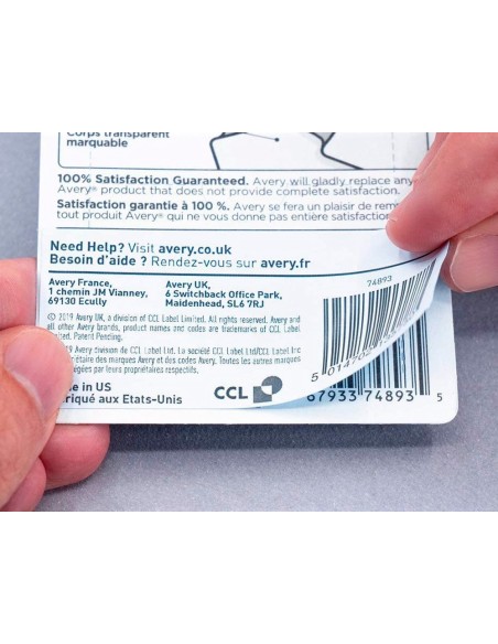 ETIQUETA ADH. AVERY PERMANENTE LASER BL.63,5X38,1MM CAJA 525 UD.