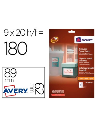 ETIQUETA ADH. AVERY REMOV.LASER TINTA BL.62X89MM