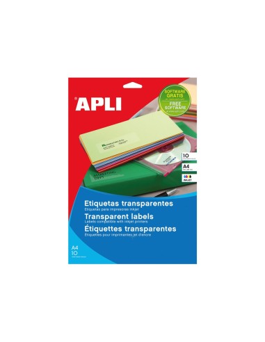 ETIQUETAS ADH. APLI 10053 210X297MM TPTE. EXTERIOR 10H.