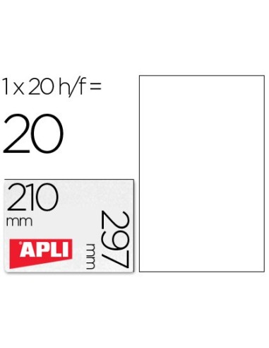 ETIQUETAS ADH. APLI 01228 210X297MM RESISTENTE INTEMPERIE 20H.