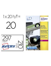 ETIQUETA ADH. AVERY L4775-20 210 X 297MM POLIESTER BL. 20UD.