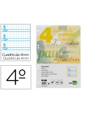 RECAMBIO LIDERPAPEL4º100 H CUADO PAUTADO 4 MM 6 TALADROS 70 G**