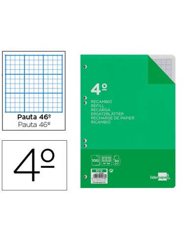 RECAMBIO LIDERPAPEL4º100 H CUADRICULA Nº46 6 TALADROS 60 GR