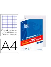 RECAMBIO OXFORD DIN A4 100 + 20H.GRATIS 90 GR CUADRO 4 MM 4 TALADROS