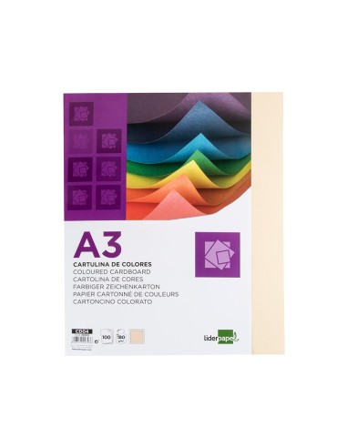 CARTULINA DIN A3 CREMA 180 GR PAQUETE 100 H