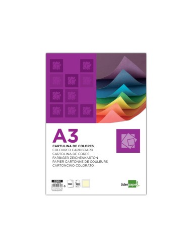 CARTULINA DIN A3 AMARILLO 180 GR PAQUETE 100 H