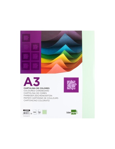 CARTULINA DIN A3 VER 180 GR PAQUETE 100 H