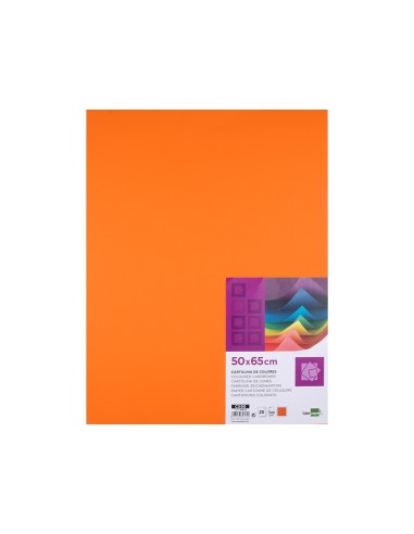 CARTULINA LIDERPAPEL 50X65 CM 240G/M2 NARANJA PAQUETE 25 UNIDADES