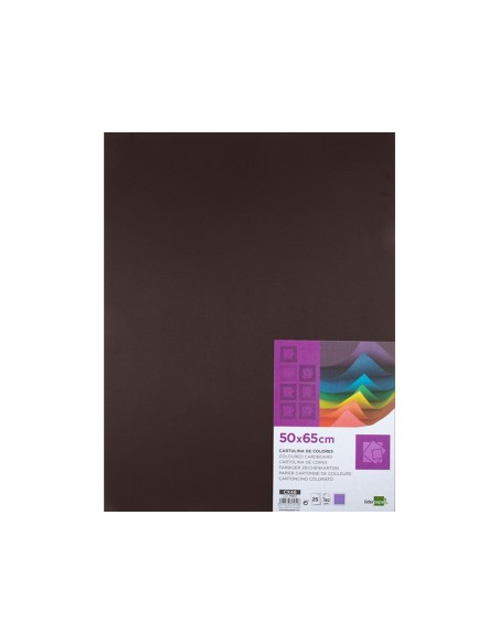 CARTULINA LIDERPAPEL 50X65 180 GR MARRON PAQUETE 25