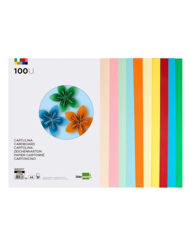CARTULINA LIDERPAPEL A3 180G/M2 10 COLORES SURTIDOS PAQUETE 100 HOJAS CARTULINA LIDERPAPEL A3 180G/M2 10 COLORES SURTIDOS PAQUETE 100 HOJAS