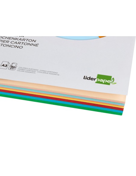 CARTULINA LIDERPAPEL A3 180G/M2 10 COLORES SURTIDOS PAQUETE 100 HOJAS CARTULINA LIDERPAPEL A3 180G/M2 10 COLORES SURTIDOS PAQUETE 100 HOJAS