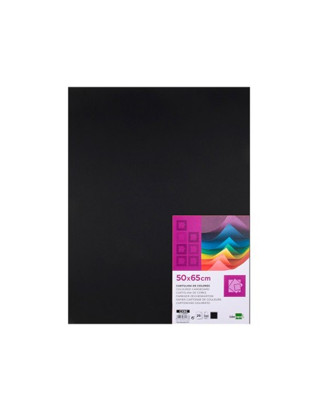 CARTULINA LIDERPAPEL 50X65 CM 180G/M2 NEGRO PAQUETE DE 25