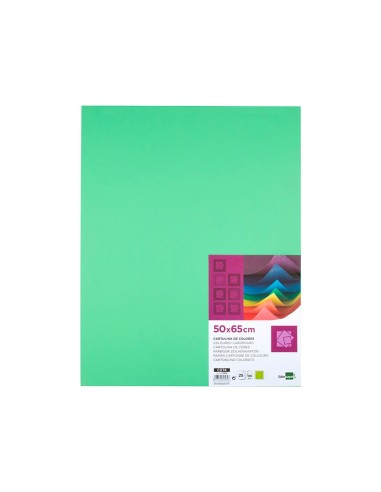 CARTULINA LIDERPAPEL 50X65 CM 180G/M2 VERDE PISTACHO PAQUETE DE 25