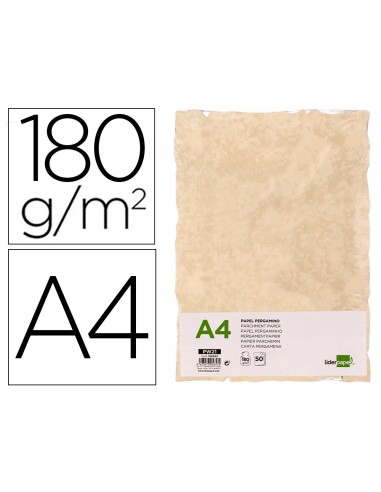 PAPEL PERGAMINO  A4 BORDES 180G/M2 CREMA PQ.DE 50H.