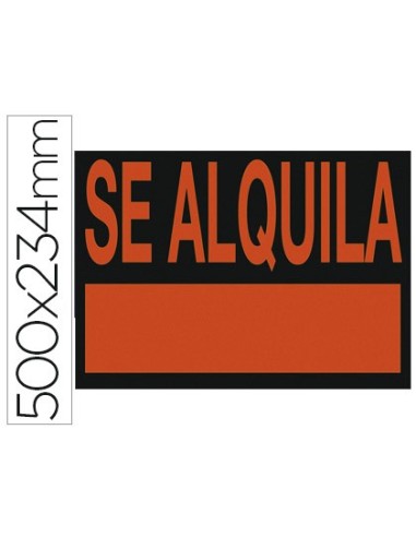 CARTEL PLASTICO SE ALQUILA ROJO FLUOR 500X234 MM