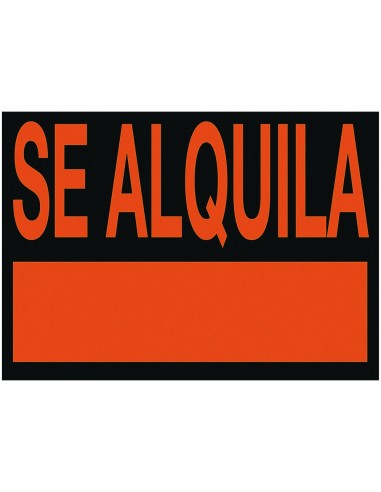 CARTEL PLASTICO SE ALQUILA ROJO FLUOR 500X234 MM