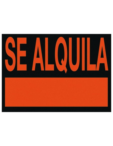 CARTEL PLASTICO SE ALQUILA ROJO FLUOR 700X500 MM