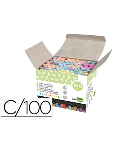 TIZA COLOR ANTIPOLVO CAJA 100 UDS.