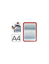 MARCO PORTA ANUNCIOS  MAGNETO A4 ADHESIVO REMOV.COL.ROJO PACK 2 U. 2
