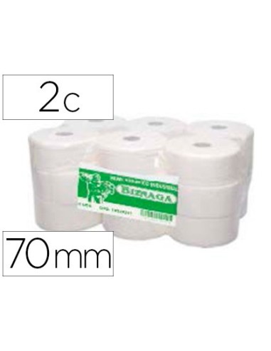 PAPEL HIGIENICO JUMBO 2/C CELULOSA BLANCA MANDRIL 70MM.KF16756