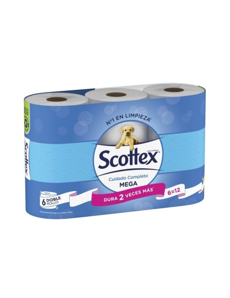 PAPEL HIGIENICO SCOTTEX MEGARROLLO DOBLE LARGO PACK DE 6+3 ROLLOS