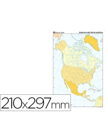 MAPA MUDO COLOR DIN A4 AMERICA NORTE POLITICO