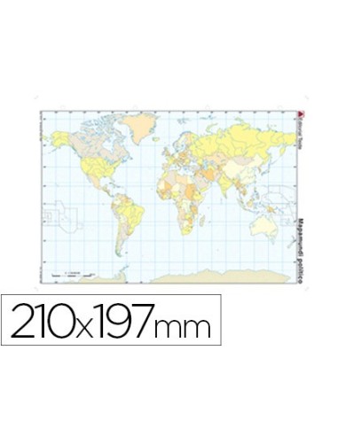 MAPA MUDO COLOR DIN A4 PLANISFERIO POLITICO