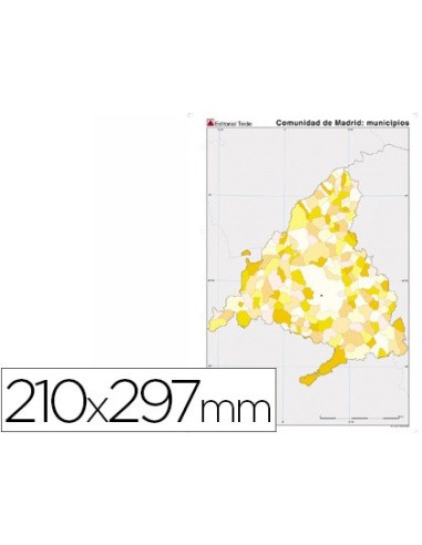 MAPA MUDO COLOR DIN A4 MADRID POLITICO