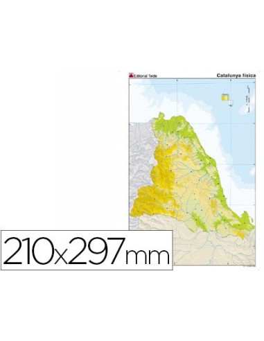 MAPA MUDO COLOR DIN A4 CATALUÑA FISICO