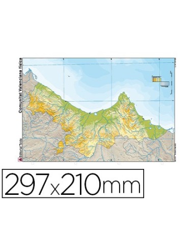 MAPA MUDO COLOR DIN A4 COMUNIDAD VALENCIANA FISICO