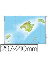 MAPA MUDO COLOR DIN A4 ISLAS BALEARES FISICO