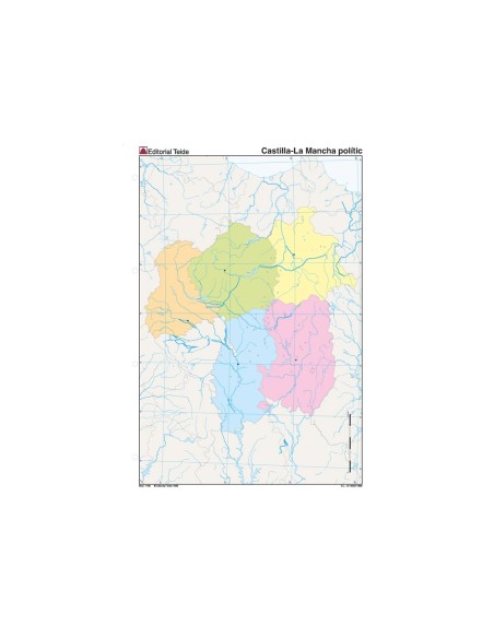 MAPA MUDO COLOR DIN A4 CASTILLA-LA MANCHA POLITICO