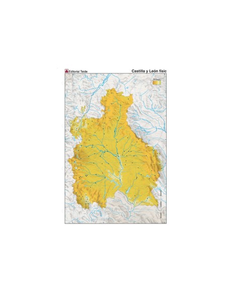 MAPA MUDO COLOR DIN A4 CASTILLA-LEON FISICO
