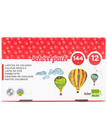 LAPICES COLORES SCHOOL PACK 144 UD.12 COLORES X 12 UDS.