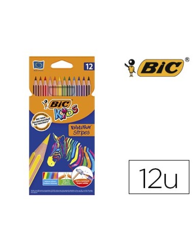 LAPICES COLORES BIC EVOLUTION STRIPES C.12 SURT.