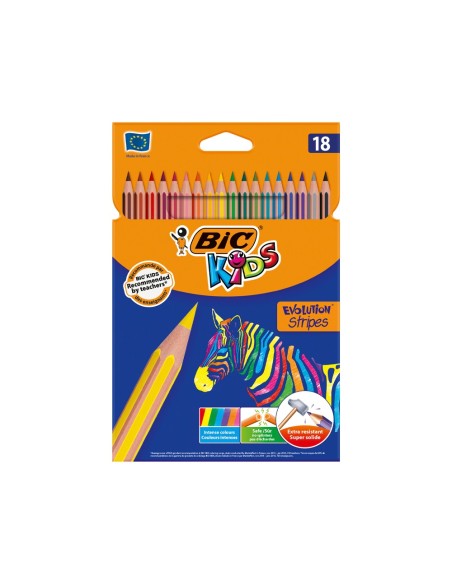 LAPICES COLORES BIC EVOLUTION STRIPES C.18 SURT.