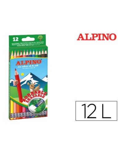 LAPICES COLORES ALPINO BORRABLE GOMA C.12 SURT.