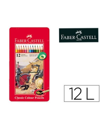 LAPICES DE COLORES FABER CASTELL CAJA METALICA DE 12 COLORES SURTIDOS