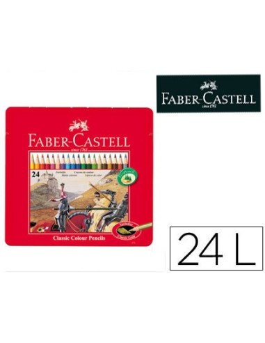 LAPICES DE COLORES FABER CASTELL CAJA METALICA DE 24 COLORES SURTIDOS