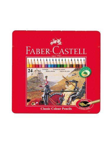 LAPICES DE COLORES FABER CASTELL CAJA METALICA DE 24 COLORES SURTIDOS