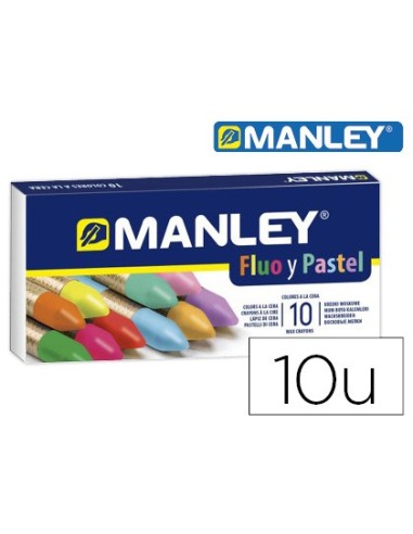 LAPICES CERA MANLEY FLUOR PASTEL CAJA 10 SURT.