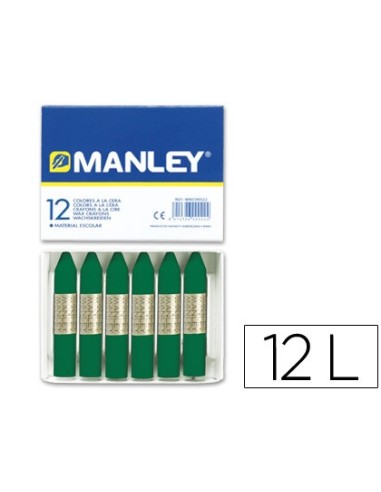 LAPICES CERA MANLEY UNICOLOR VERDE ESMERALDA -CAJA DE 12 N.24