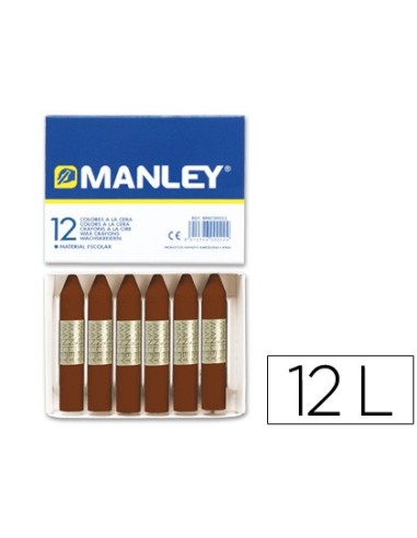 LAPICES CERA MANLEY UNICOLOR PARDO -CAJA DE 12