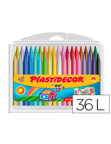 LAPICES CERA PLASTIDECOR CAJA DE 36 COLORES