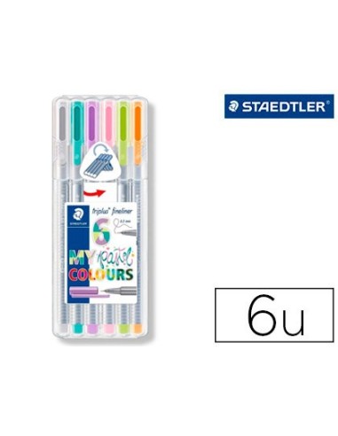 ROTULADOR STAEDTLER TRIPLUS FINELINER MY PASTEL ESTUCHE 6 UD.SURT.